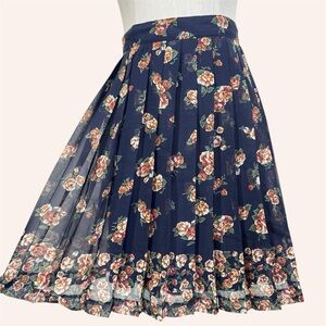 Vintage Express Ditsy Floral Pleated Skirt Sz 2 XS 90s Grunge Romantic Feminine